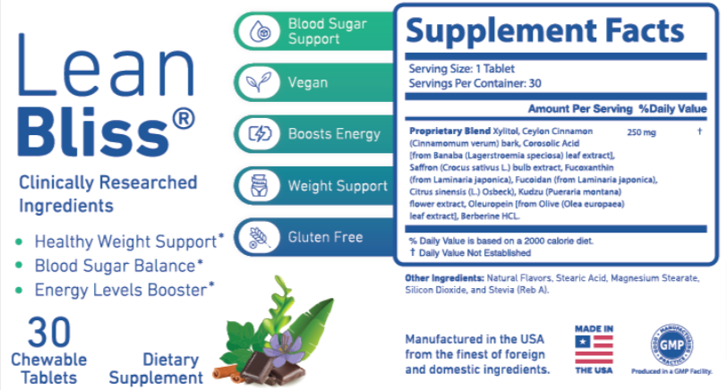 LeanBliss Supplement Facts